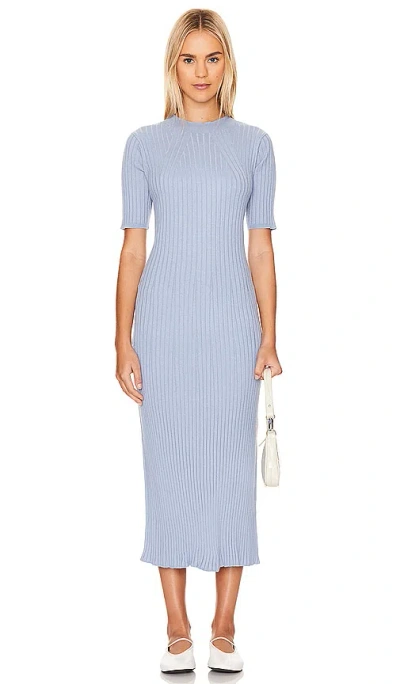 Varley Maeve Knit Midi Dress In Blue