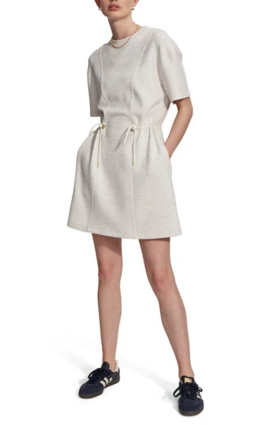 Varley Maple Heathered Short Sleeve Sweater Dress In White