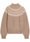 Varley Marcie Fair Isle Yoke Mock Neck Knit Sweater In Brown