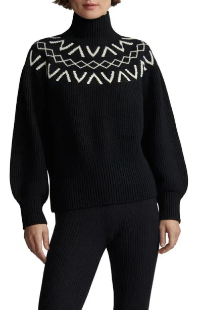 Varley Marcie Fair Isle Mock Neck Sweater In Black