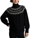 Varley Marcie Fair Isle Yoke Mock Neck Knit Sweater In Black