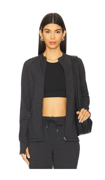 Varley Marja Zip Through Mid Layer Jacket In Charcoal,black