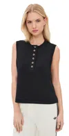Varley Marla Button Placket Tank Top In Black