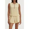 Varley Marla Button Placket Tank In Yellow