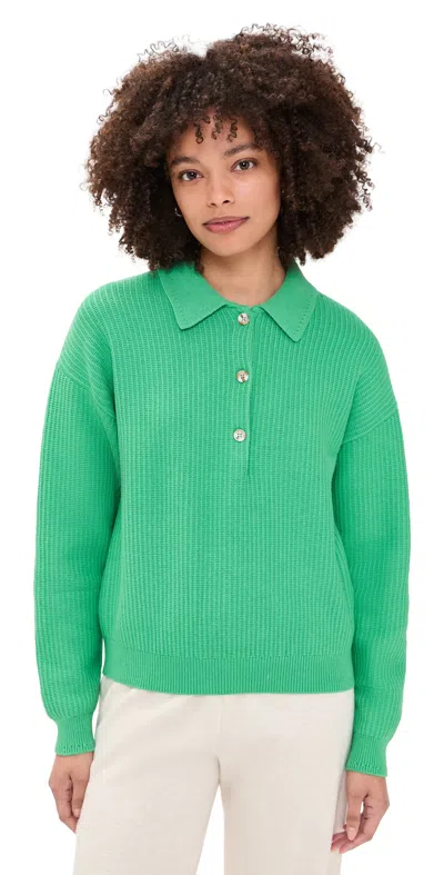 Varley Marlie Knit Polo Sweater Green Spruce