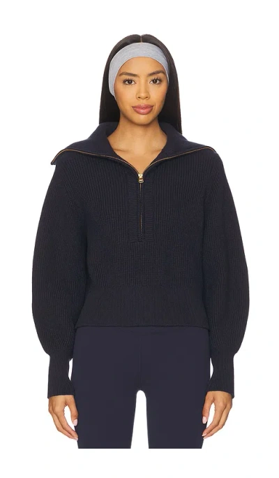 Varley Maura Half Zip Rib Knit In Blue
