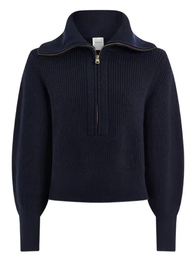 Varley Maura Half-zip Ribbed Sweater In Blue