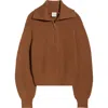 Varley Maura Rib Half Zip Sweater In Brown