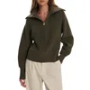Varley Ribbed Half-zip Maura Sweater In Green