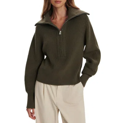 Varley Maura Rib Half Zip Sweater In Green