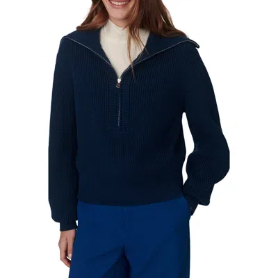 Varley Maura Rib Half Zip Sweater In Sea Blue