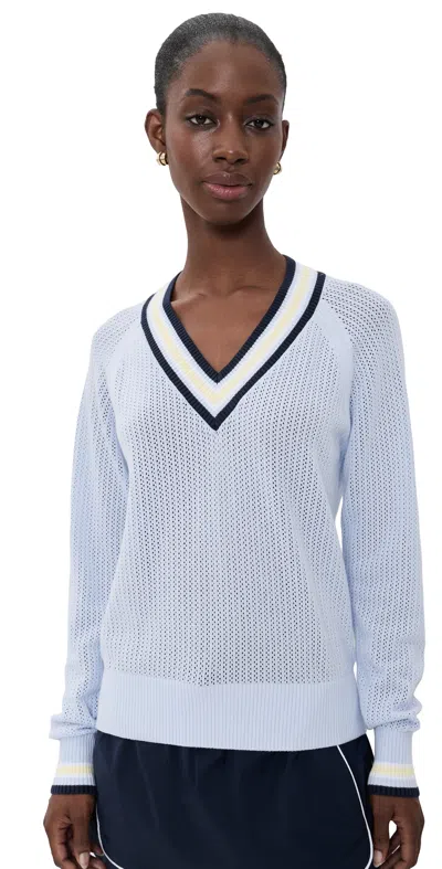 Varley Maurice V Neck Sweater Xenon Blue In White