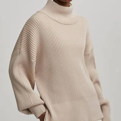 Varley Mayfair Mock Neck Knit In Cement In White