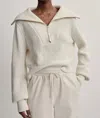Varley Mentone Half-zip Knit Pullover Sweater In Egret In Beige