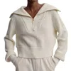Varley Mentone Half-zip Knit Pullover Sweater In Egret In White