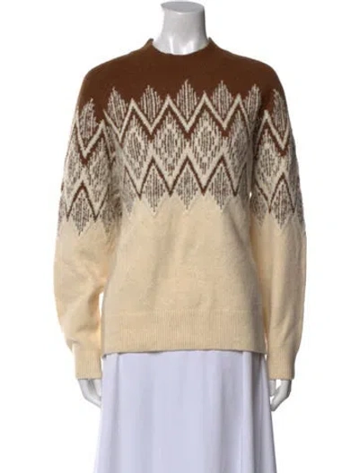 Pre-owned Varley Merino Wool Printed Sweater In Neutral