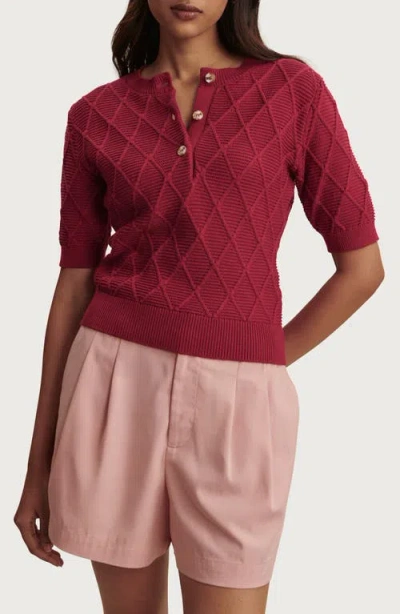 Varley Merryn Diamond Knit Sweater In Burgundy