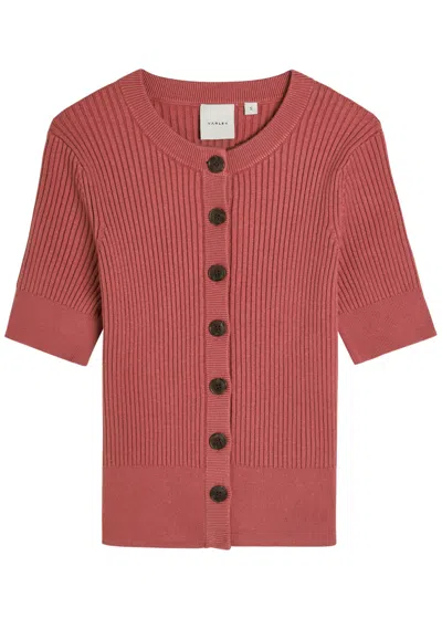Varley Micha Ribbed Knit Cardigan In Purple