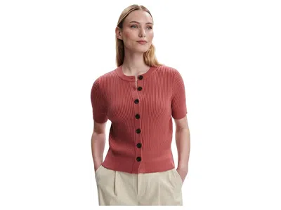 Varley Micha Short Sleeve Cardigan In Brown