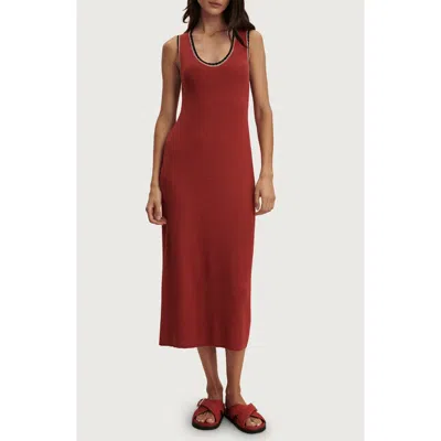 Varley Mikel Knit Cotton Midi Dress In Red