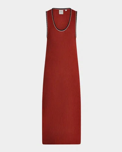 Varley Mikel Knit Midi Dress In Red
