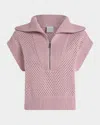 Varley Mila Half-zip Polo Knit Vest Top In Pale Mauve