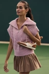 Varley Mila Half-zip Polo Knit Vest Top In Purple