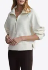 Varley Miland Half-zip Ribbed Knit Sweater In Ivory