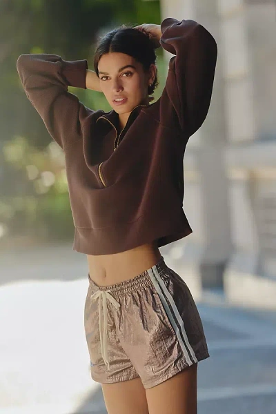 Varley Doublesoft Hawley Half-zip Sweatshirt In Brown