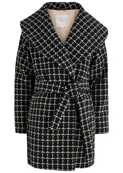 Varley Milla Checked Wool-blend Wrap Jacket In Black