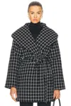 Varley Milla Wrap Jacket In Black Mono Check