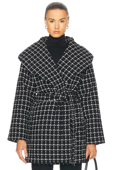 Varley Milla Wrap Jacket In Black Mono Check