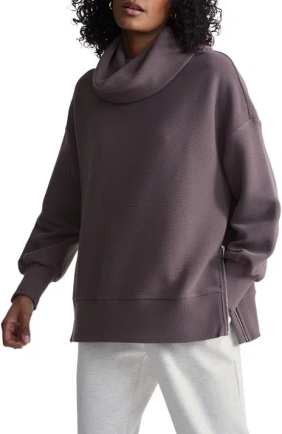 Varley Milton Cowl Neck Sweatshirt In Cocoa Berry