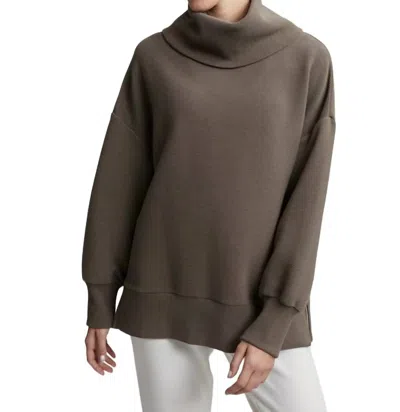 Shop Varley Milton Rib-knit Turtleneck Sweatshirt In Tarmac