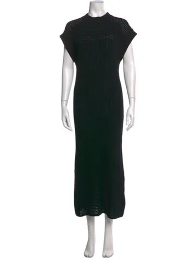 Pre-owned Varley Mock Neck Long Dress In Black