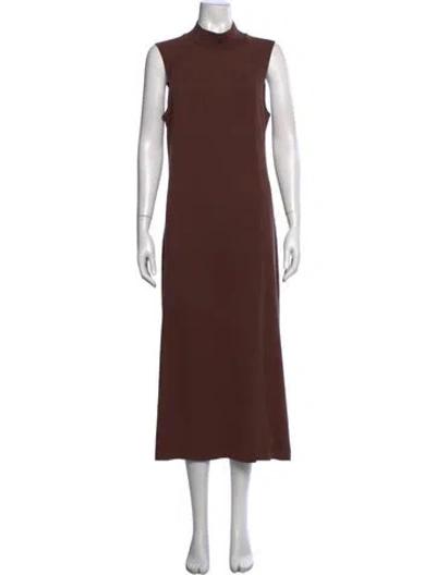Pre-owned Varley Mock Neck Long Dress In Brown