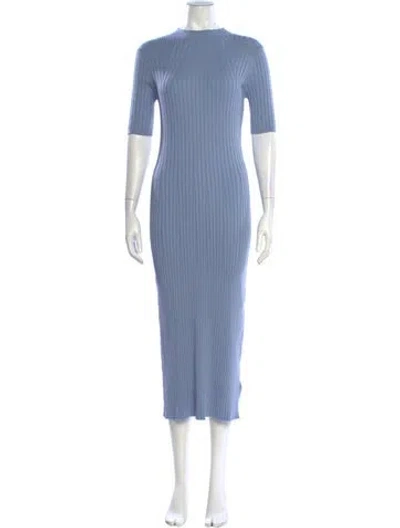 Pre-owned Varley Mock Neck Midi Length Dress In Blue