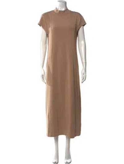 Pre-owned Varley Mock Neck Midi Length Dress In Neutrals