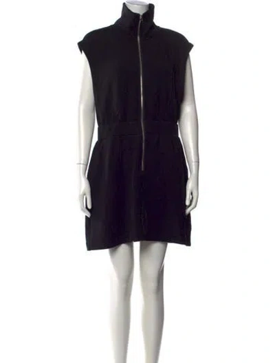 Pre-owned Varley Mock Neck Mini Dress In Black