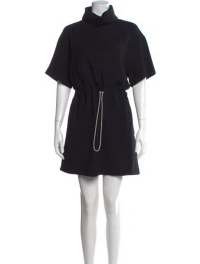 Pre-owned Varley Mock Neck Mini Dress In Black
