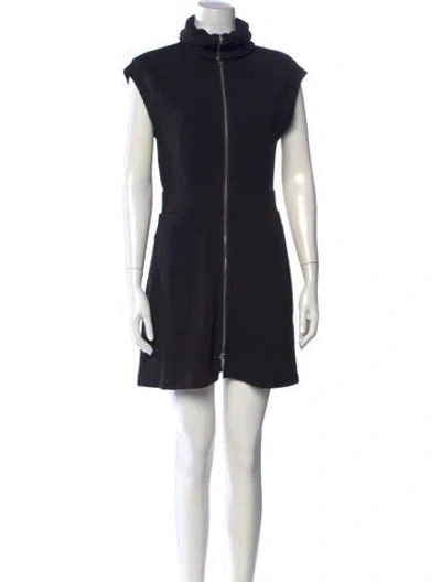 Pre-owned Varley Mock Neck Mini Dress In Black