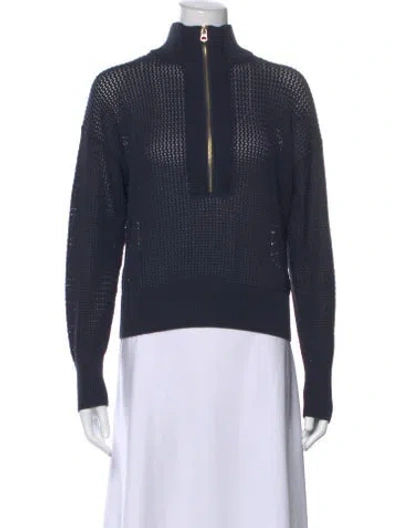 Pre-owned Varley Mock Neck Sweater In Blue