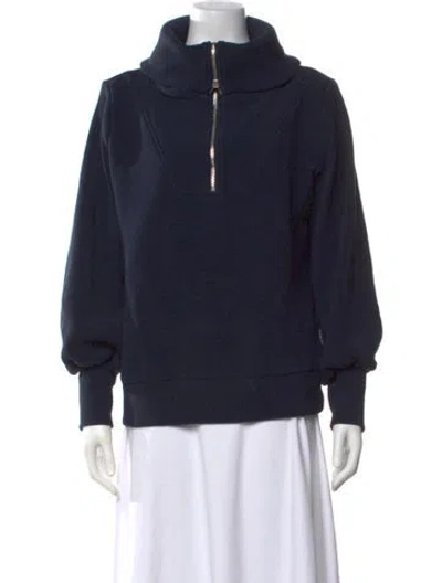 Pre-owned Varley Mock Neck Sweater In Blue