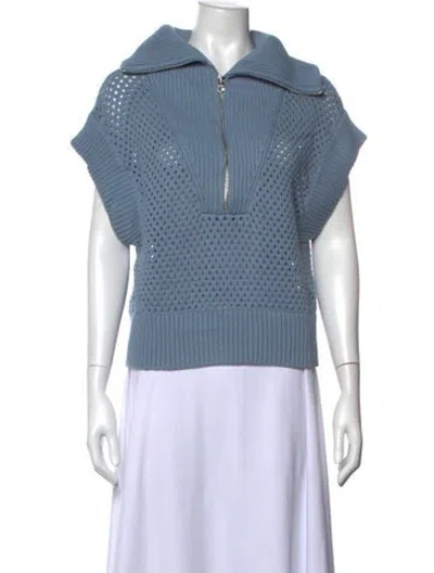 Pre-owned Varley Mock Neck Sweater In Blue