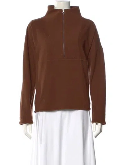 Pre-owned Varley Mock Neck Sweater In Brown