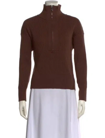 Pre-owned Varley Mock Neck Sweater In Brown