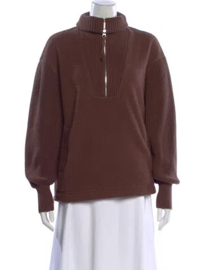 Pre-owned Varley Mock Neck Sweater In Brown