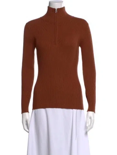 Pre-owned Varley Mock Neck Sweater In Brown