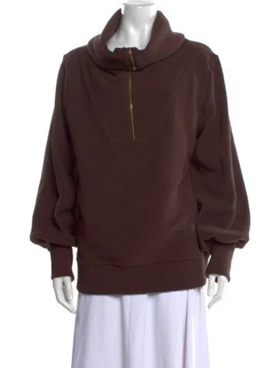 Pre-owned Varley Mock Neck Sweater In Brown