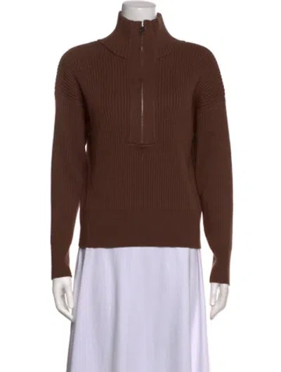 Pre-owned Varley Mock Neck Sweater In Brown